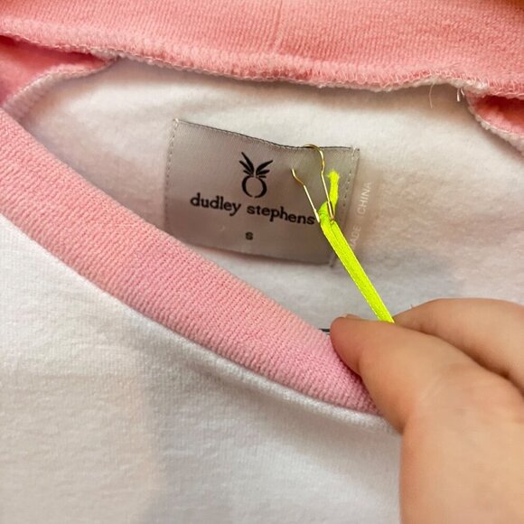 NEW Dudley Stephens‎ Cove Crewneck Terry Top Pink & White Polyester Size S - Picture 2 of 6